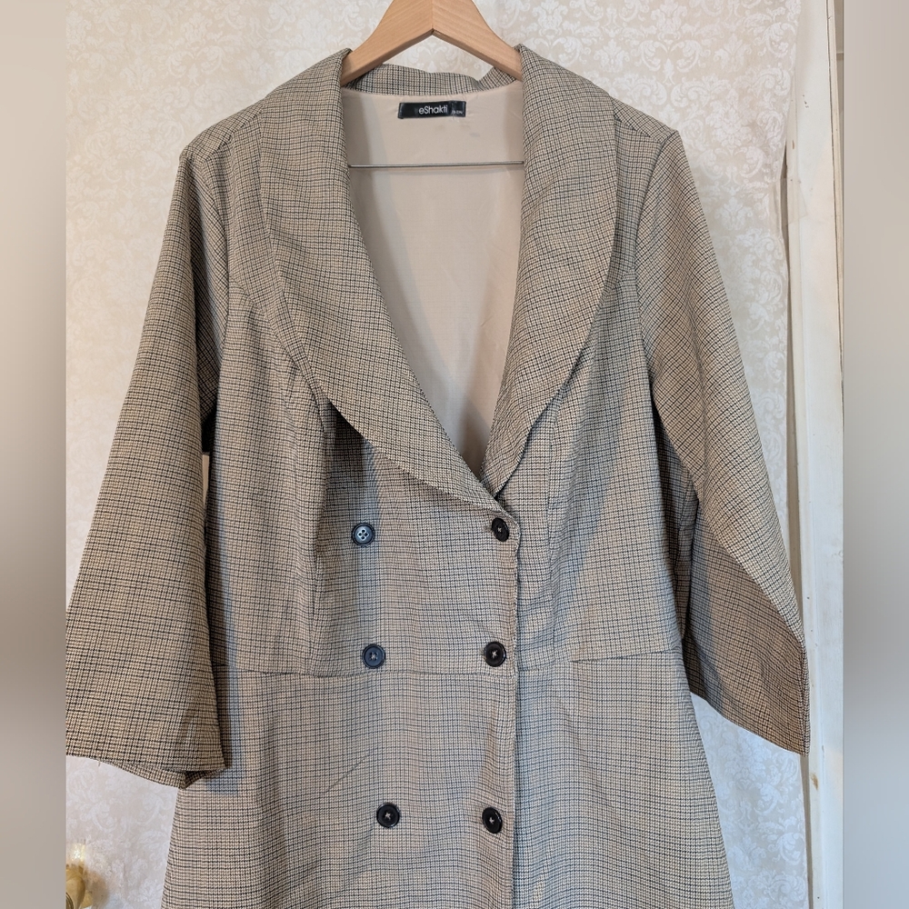 eShakti Full Length Plaid Coat Sz.2X-22W - Picture 8 of 17